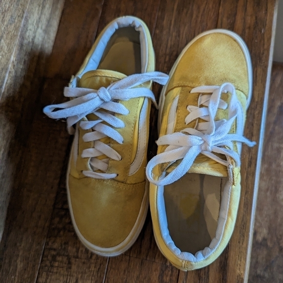 VANS Old Skool suede yellow & White youth sneakers size 5 - Picture 3 of 8